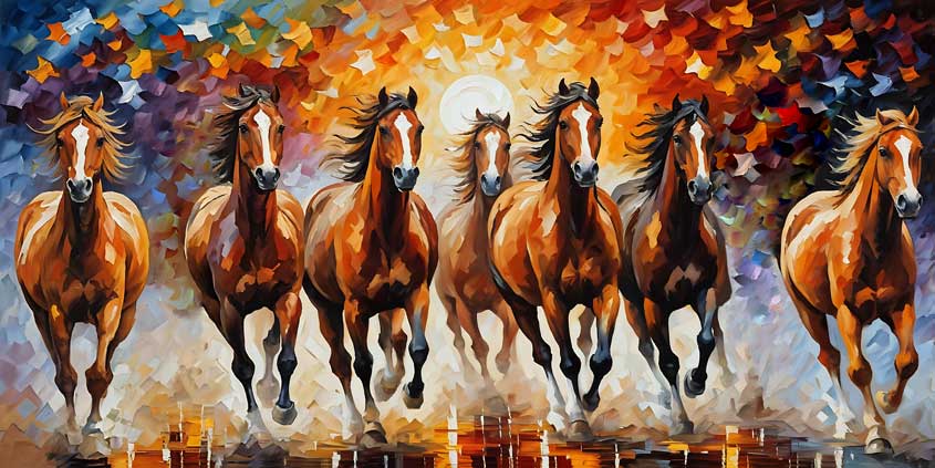 Energetic Seven Horses Painting for Money Flow & Business Stability | Southeast Vastu